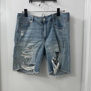 American Eagle Outfitters Light Blue Ripped Jean Shorts